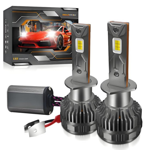 Ampoule LED H1 pour phare de voiture, 50 W, 6 000 lm, 6 000 K, double tube en cuivre (couleur pistolet), lot de 2 SH203A1407-010